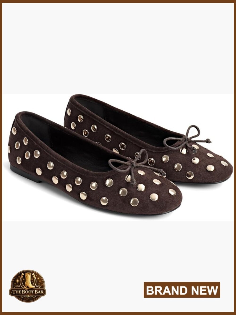 Studded Mary Jane Ballet Flats Round Toe Slip On Comfortable Work Shoes